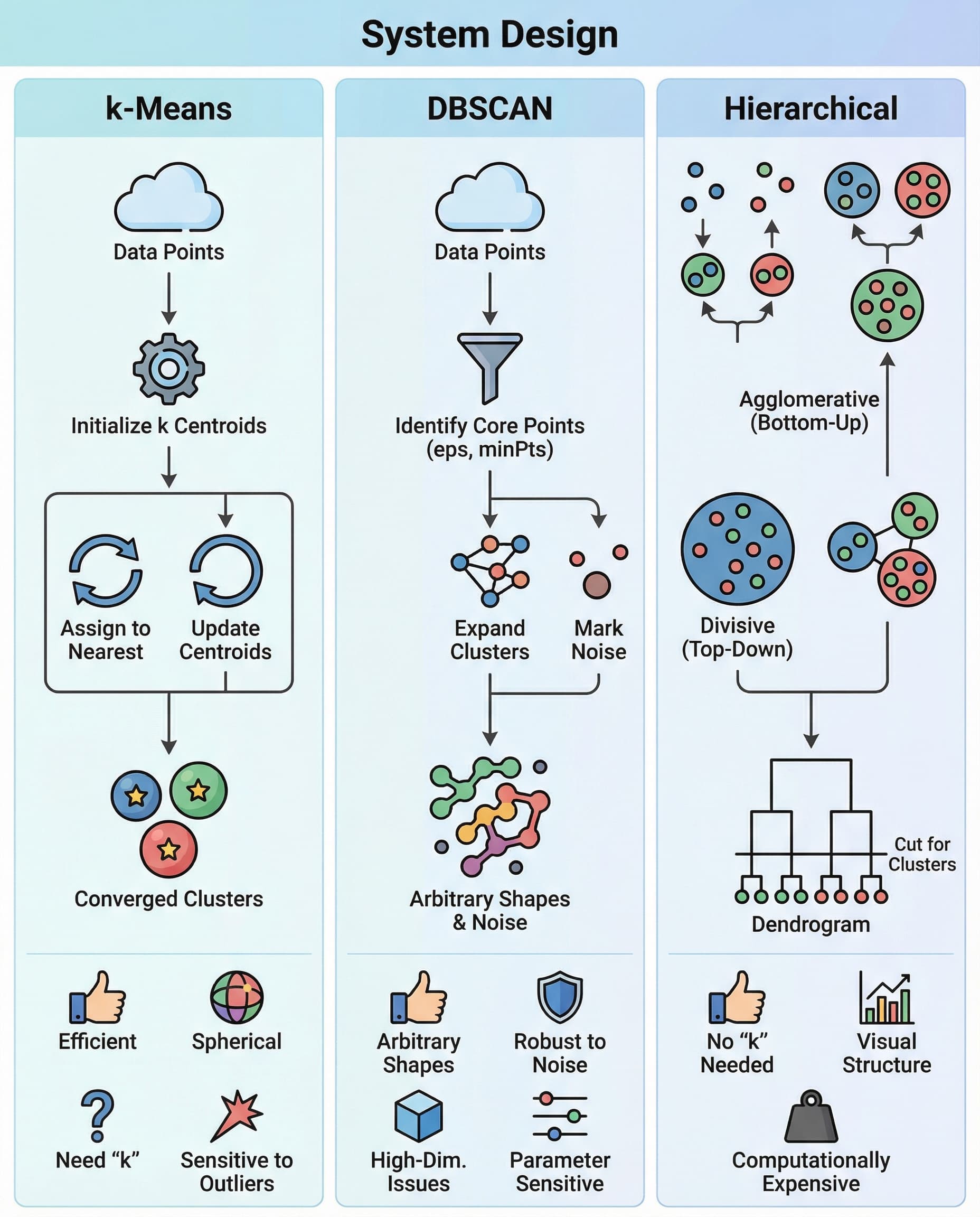 Stop Guessing Clustering in Interviews: k-Means vs DBSCAN vs Hierarchical