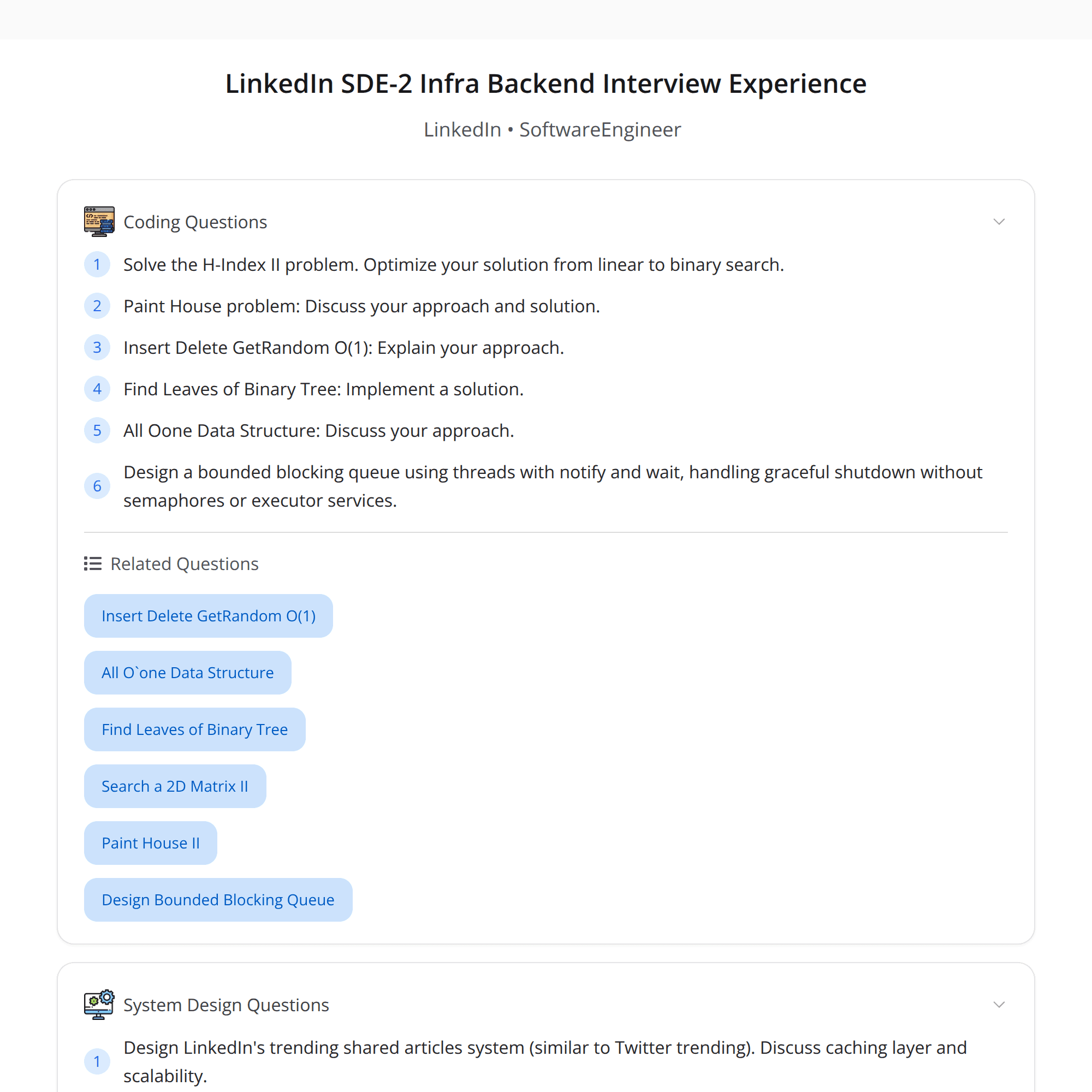 LinkedIn SDE-2 Infra Backend Interview — High-Score Experience & Key Takeaways