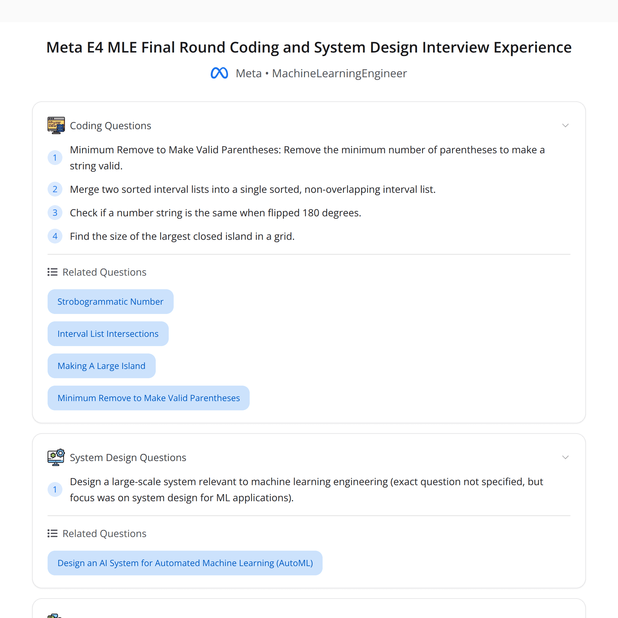 High-Score (Bugfree Users) Meta E4 MLE Final Round: Coding Wins + System Design Wake‑Up Call