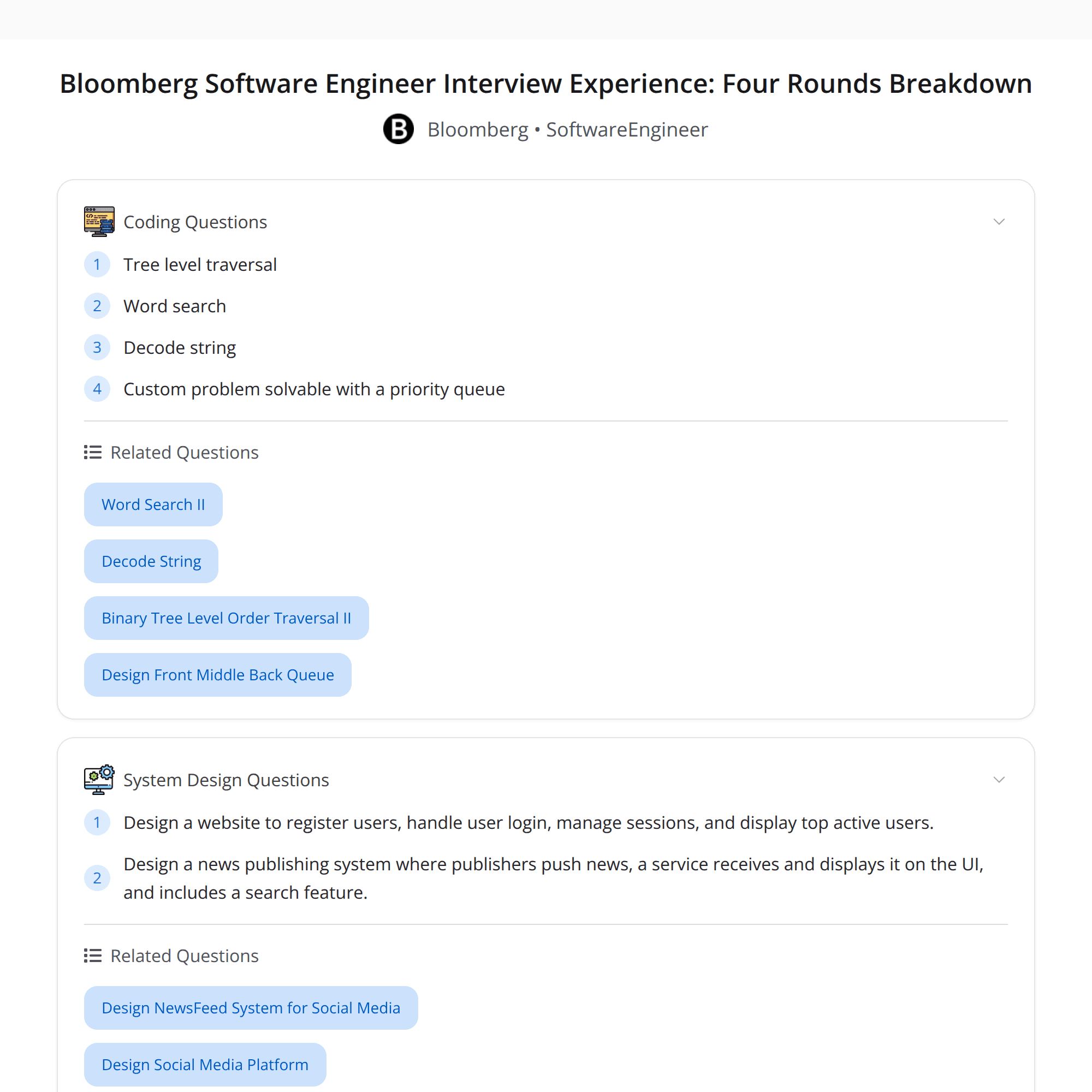 High-Score (Bugfree Users) Interview Experience: Bloomberg SWE — 4 Rounds That Test Coding + Real System Design