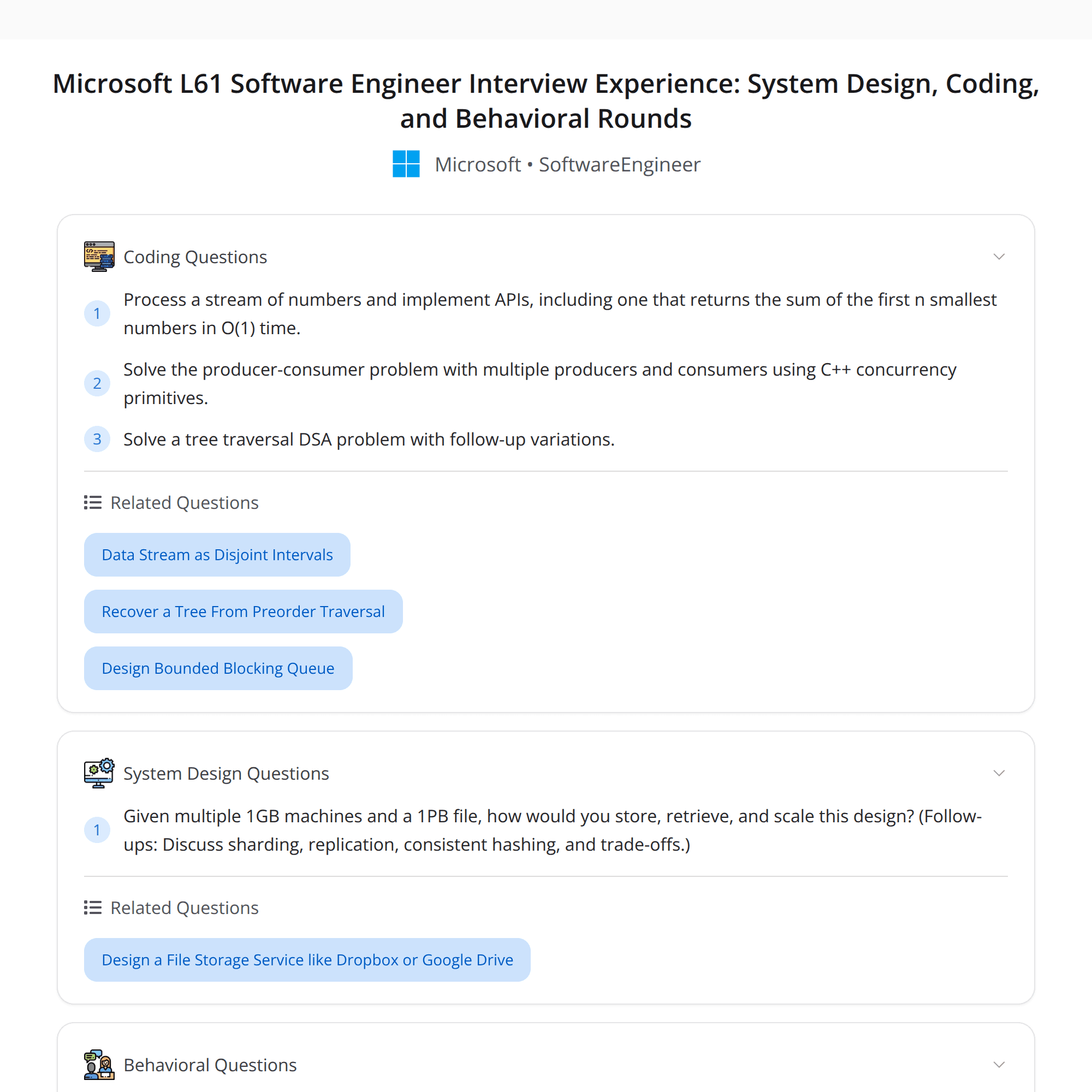 High-Score (Bugfree Users) Interview Experience: Microsoft L61 SWE — System Design, DSA, Multithreading + Behavioral