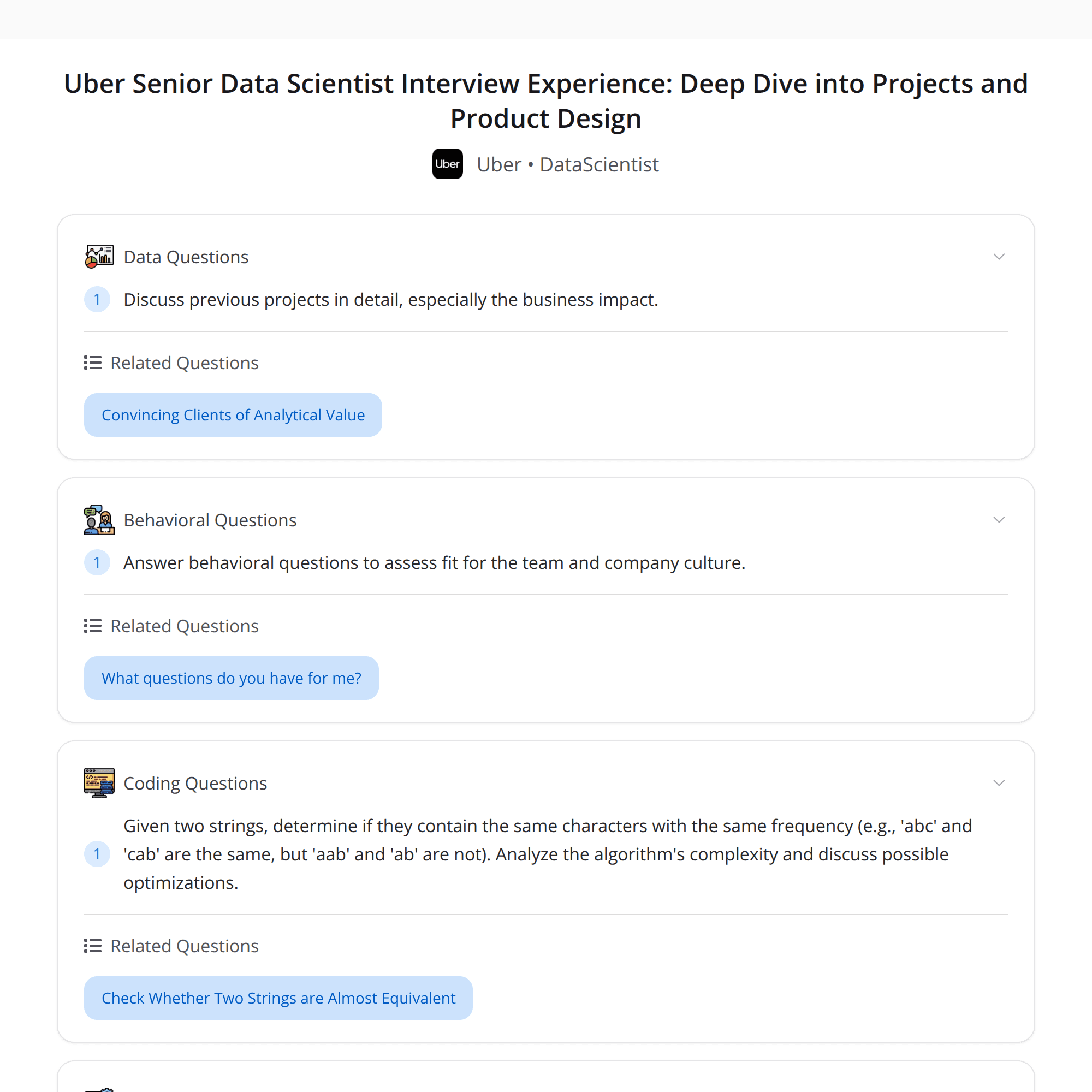 High-Score (Bugfree Users) Uber Senior Data Scientist Interview: Projects + Product Experiment Design