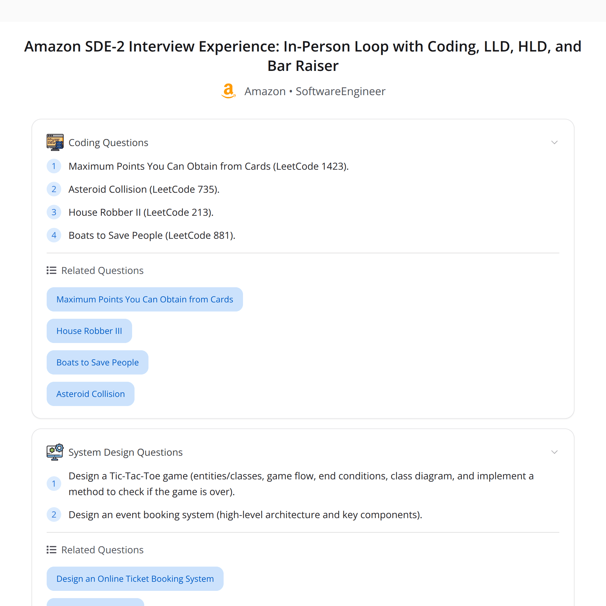High-Score (Bugfree) Amazon SDE-2 Interview Experience: In-Person Loop + Virtual Bar Raiser