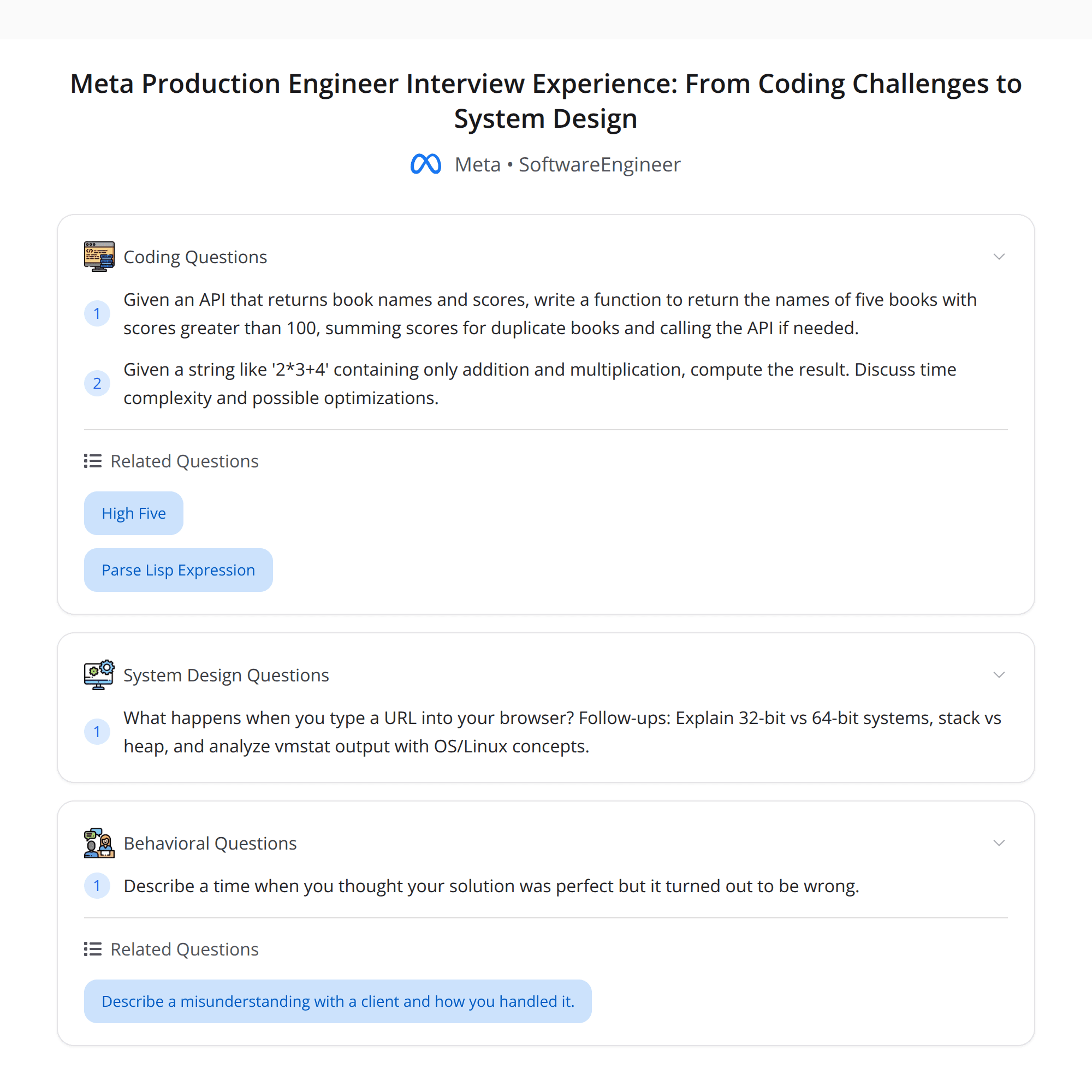 High-Score (Bugfree Users) Meta Production Engineer Interview Experience — Coding + OS + System Design Highlights
