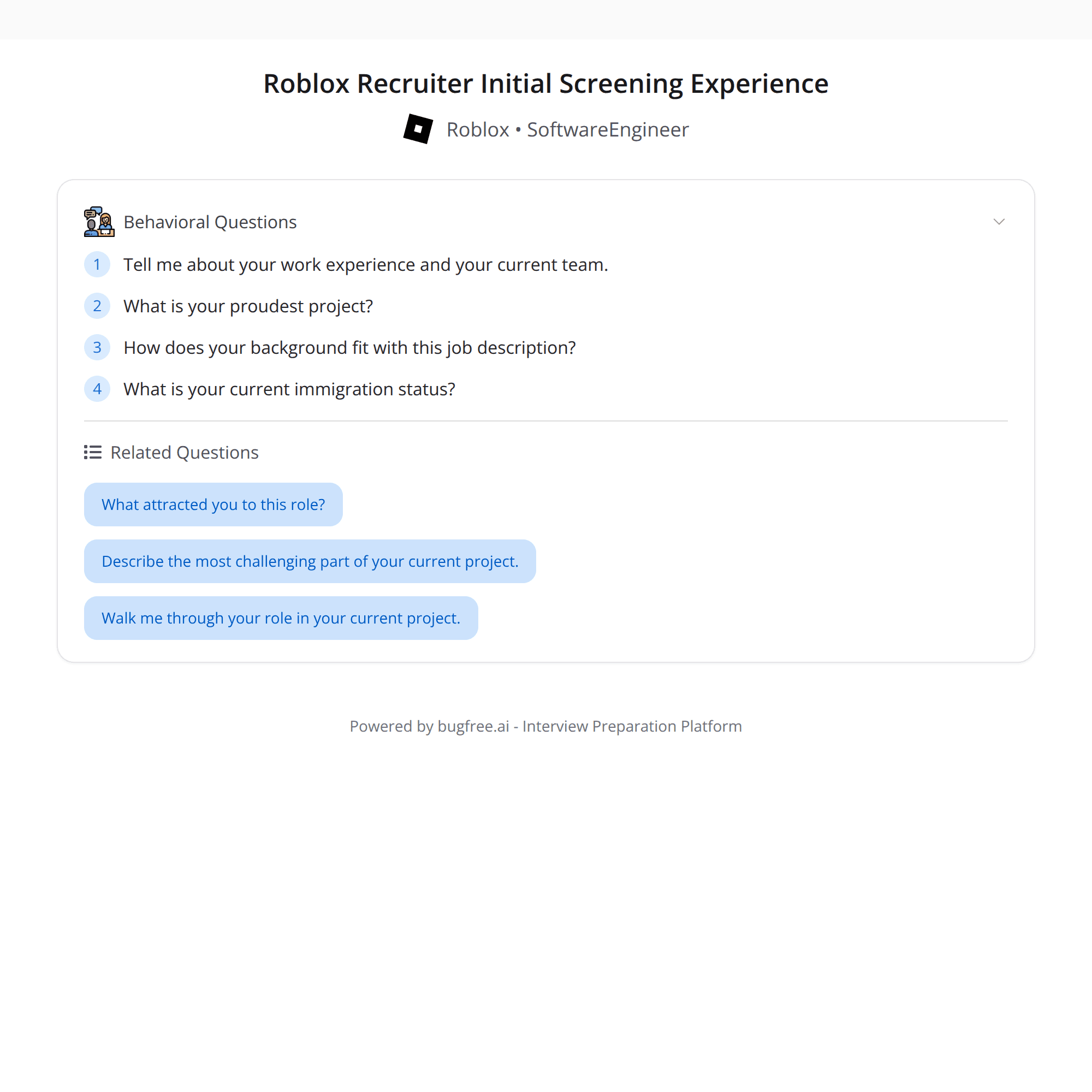 High-Score (Bugfree) Interview Experience: Roblox Recruiter Initial Screening — What Actually Matters