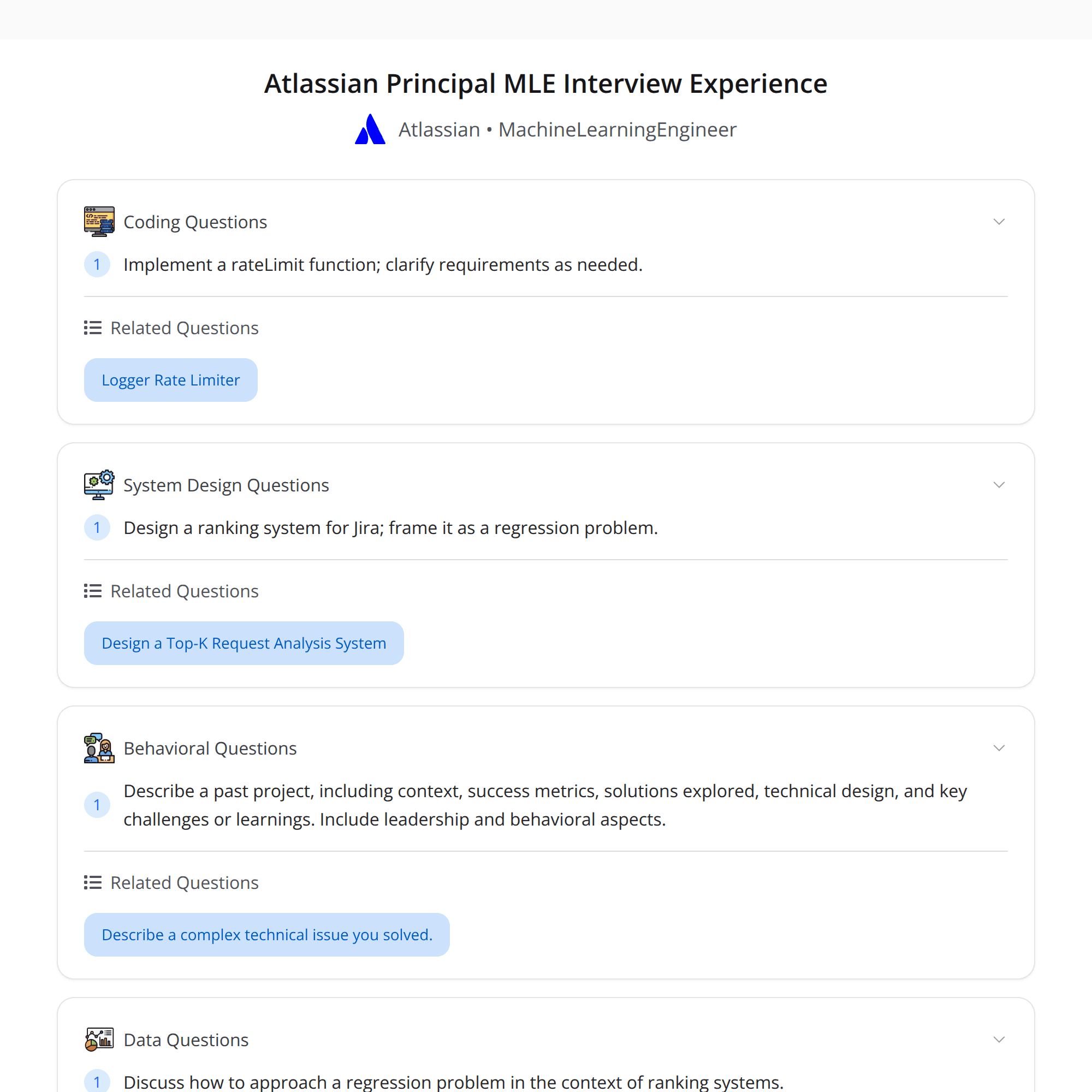High-Score (Bugfree Users) Interview Experience: Atlassian Principal MLE — ML Craft + Jira Ranking Design + Tricky Rate Limiter