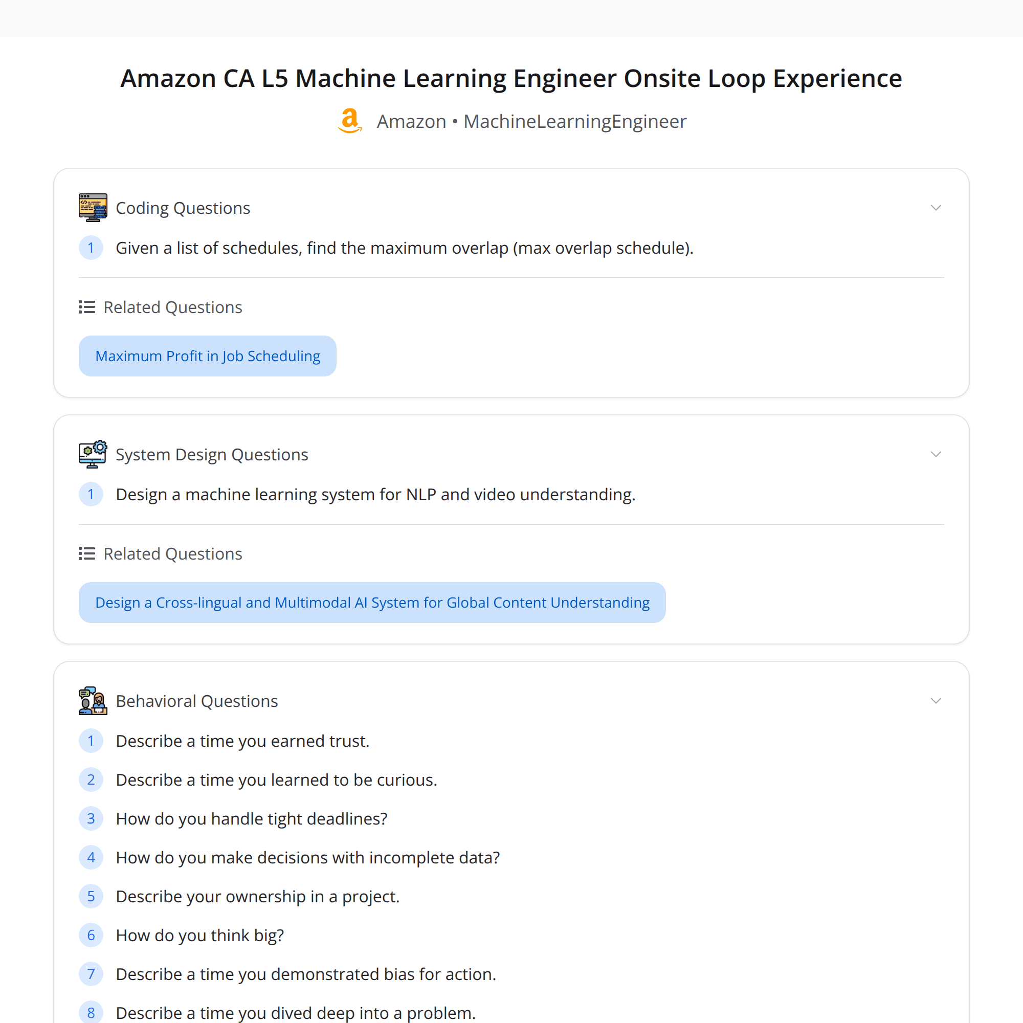 High-Score (Bugfree Users) Interview Experience: Amazon CA L5 ML Engineer Onsite Loop — 6 Rounds That Landed an Offer