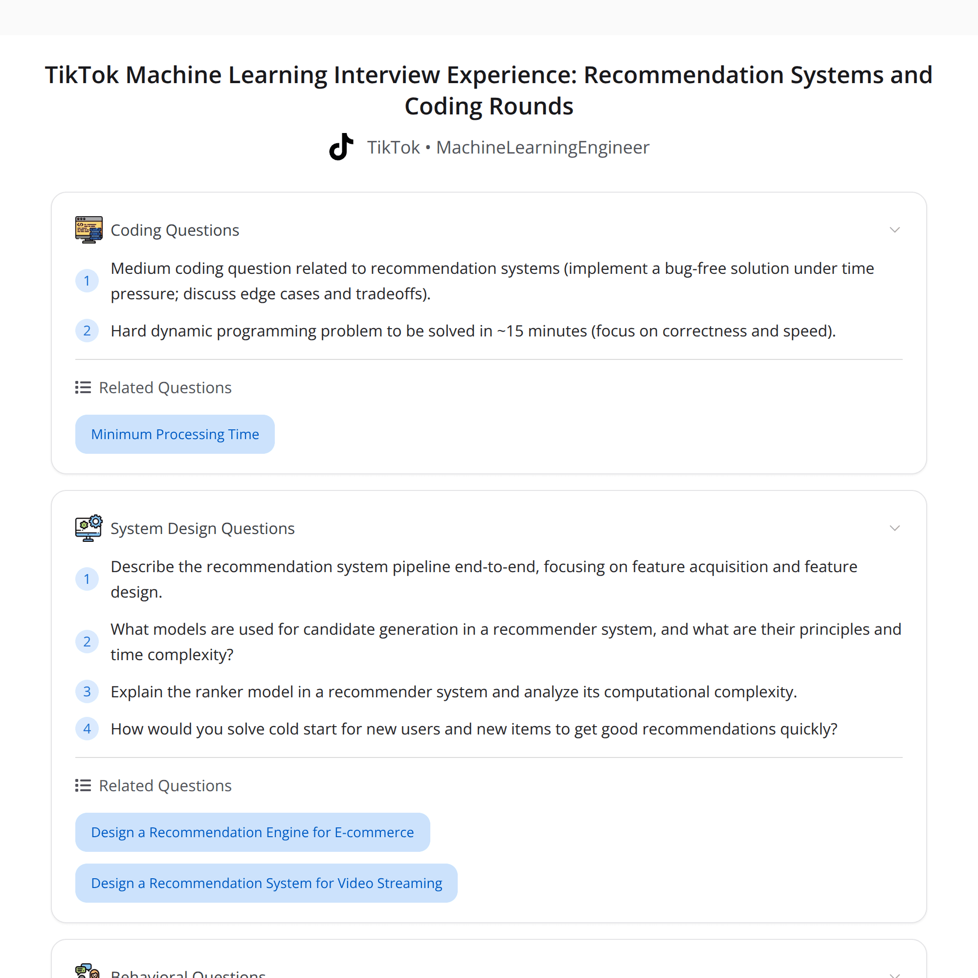High-Score TikTok ML Interview: RecSys Deep Dive and Fast, Bug‑Free Coding