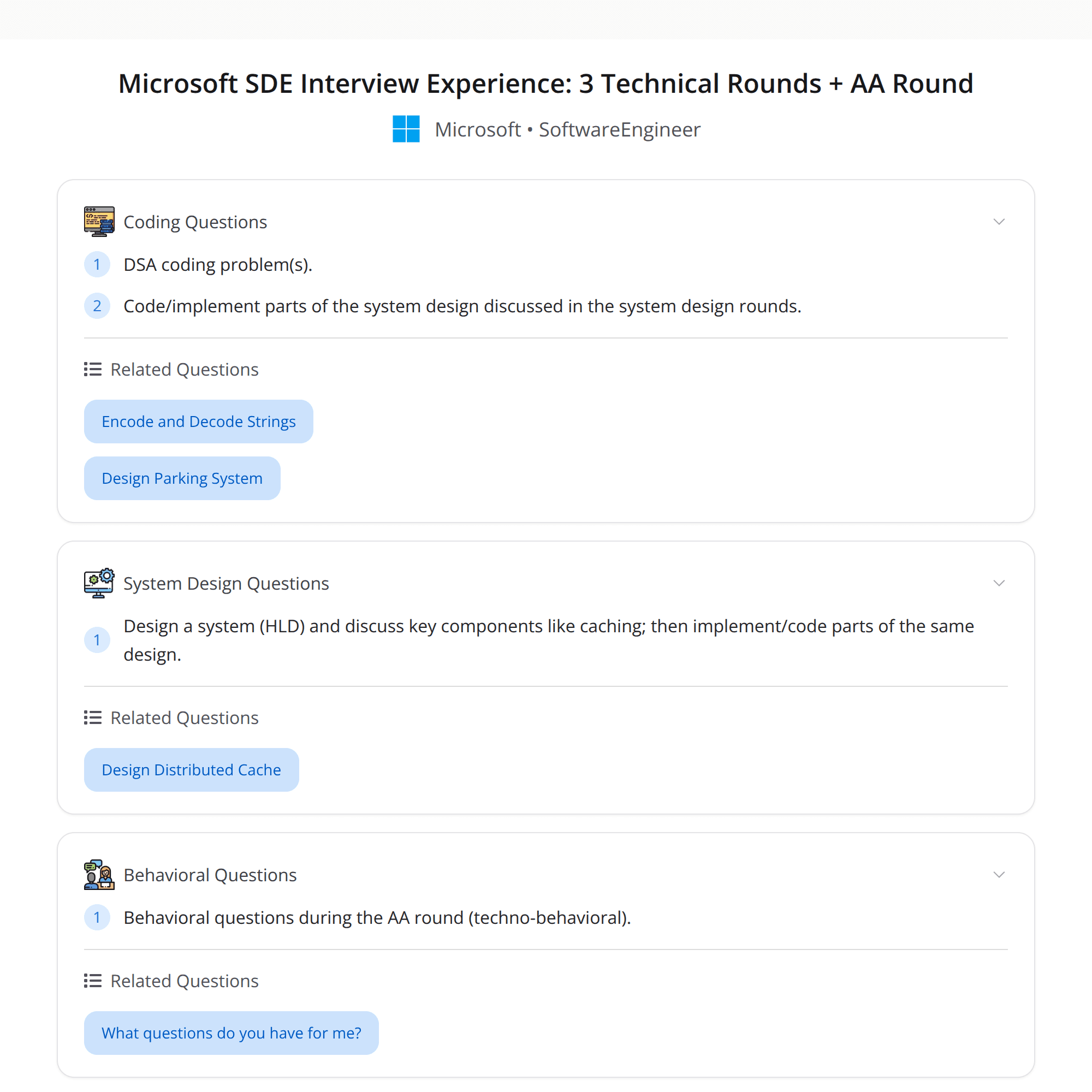 High-Score Microsoft SDE Interview: 3 Strong Technical Rounds + AA Learnings