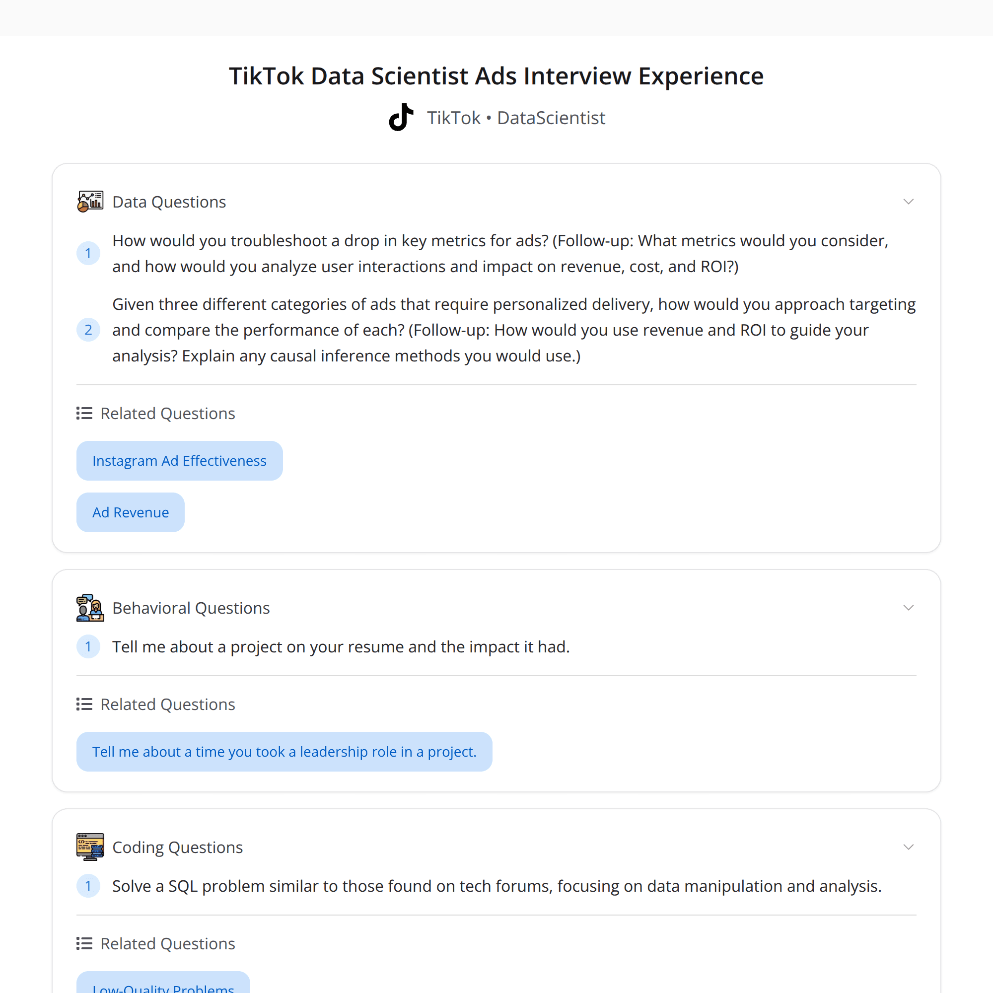 High-Score (Bugfree Users) Interview Experience: TikTok Ads Data Scientist — What Actually Got Tested