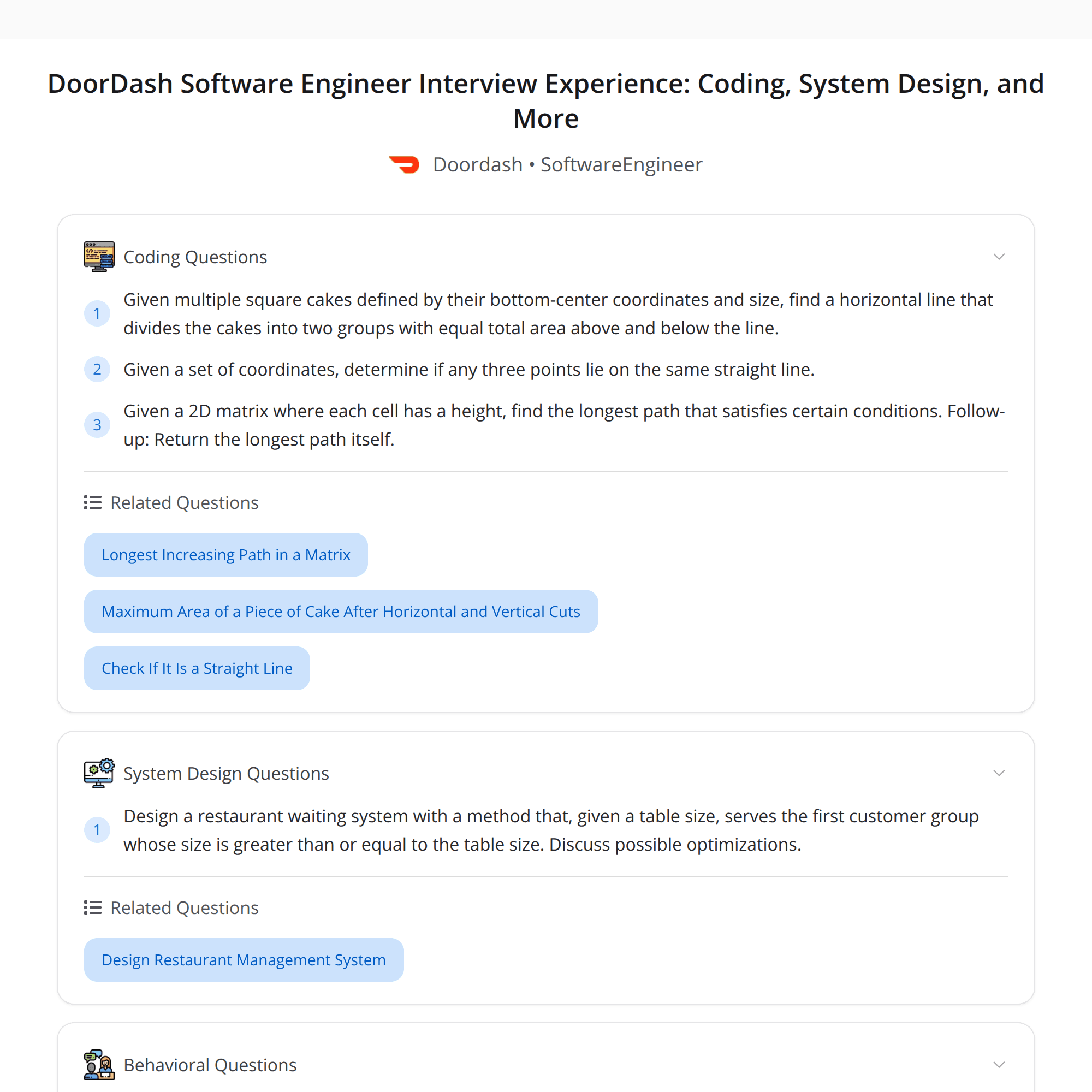 High-Score DoorDash SWE Interview Experience (Bugfree Users): Coding + System Design Playbook