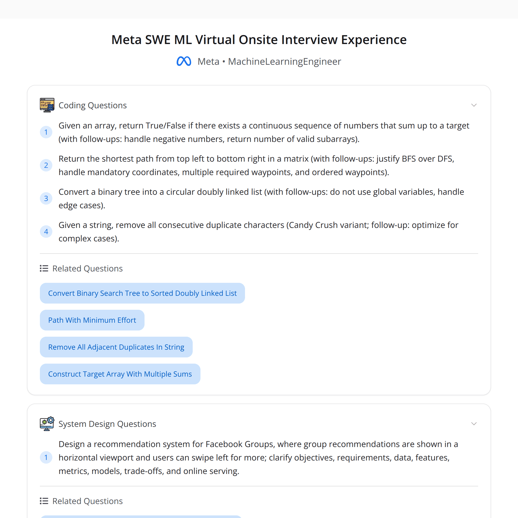 High-Scoring Meta SWE ML Interview Experience by Bugfree Users: Key Takeaways