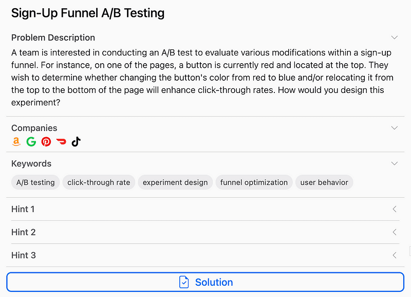 The Data Scientist Interview: Designing an A/B Test for a Sign-Up Funnel